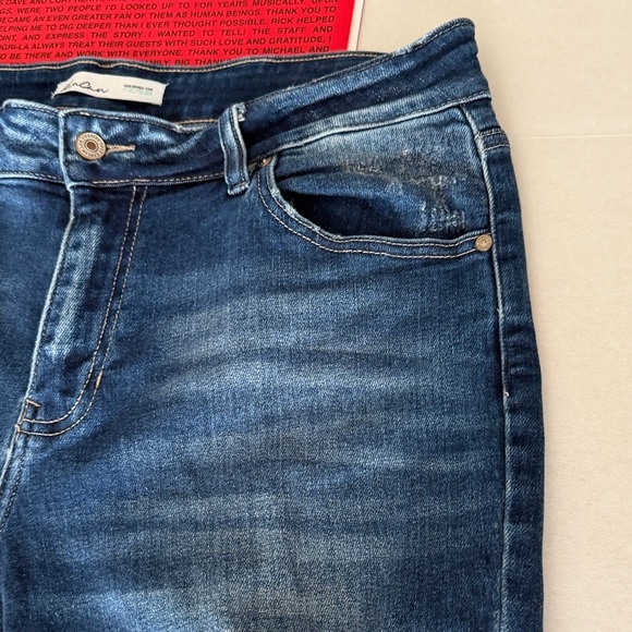 KanCan Distressed Skinny Jeans Medium Wash Raw Hem Stretch Denim Size 14 Women - Picture 3 of 15